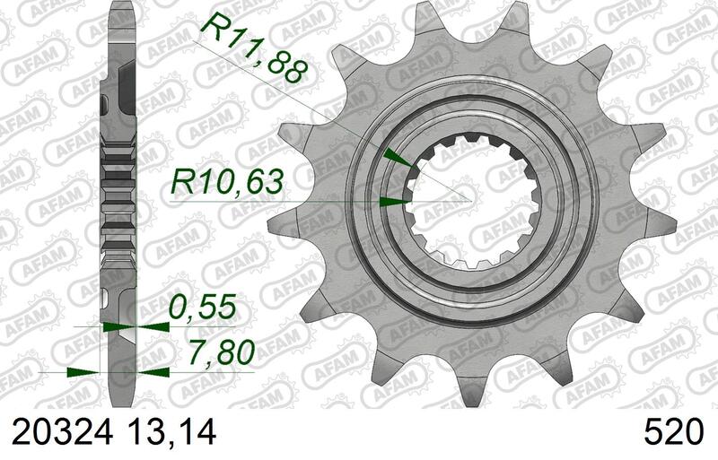 Pignon AFAM acier standard - 520