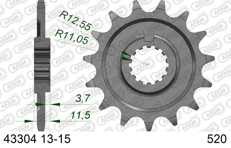 Pignon AFAM acier standard - 520