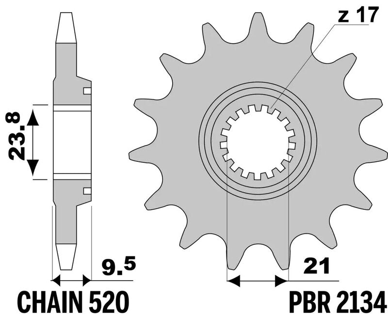Pignon PBR acier standard - 520