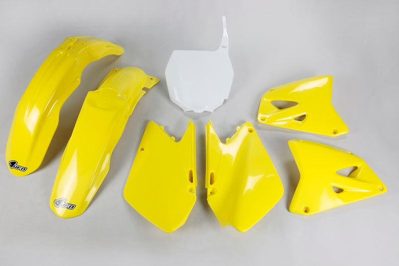 Kit plastique UFO couleur origine jaune/blanc Suzuki RM125/250