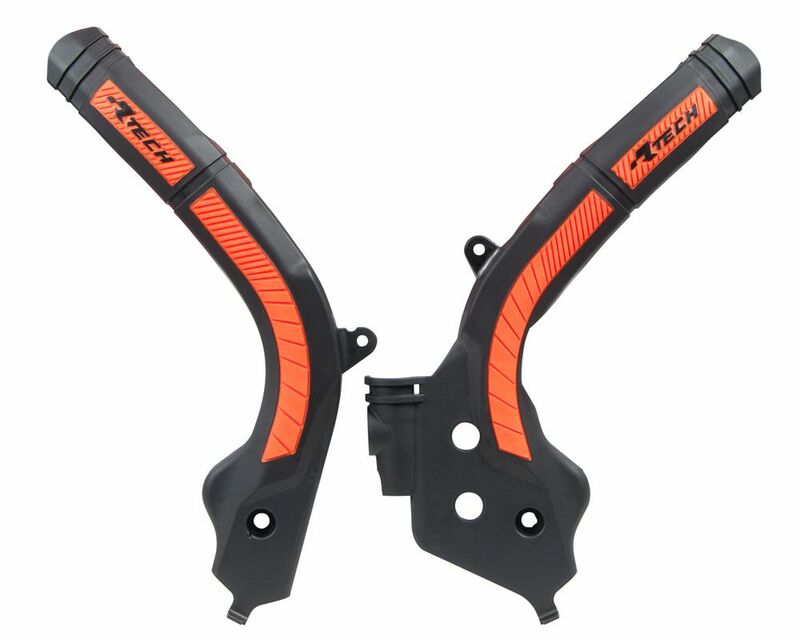Protections de cadre RACETECH bi-matières orange/noir