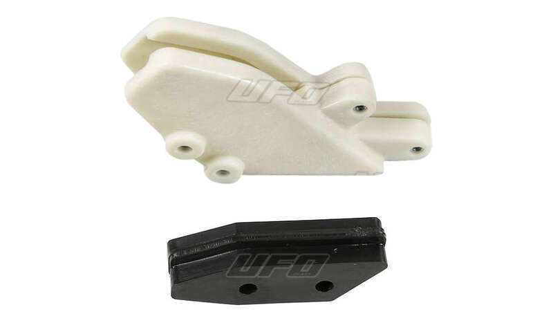Kit guide chaîne + patin de guide chaîne UFO translucide/noir Kawasaki KX125/250