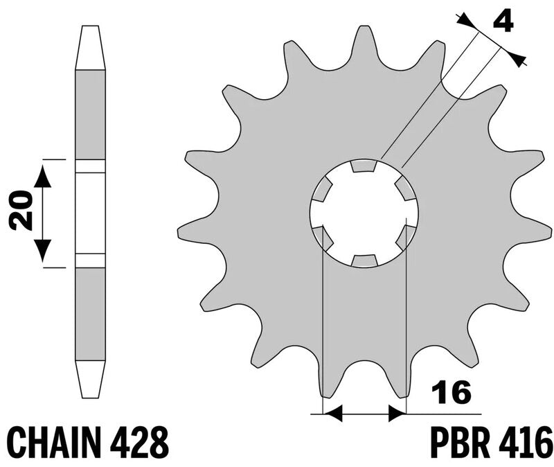 Pignon PBR acier standard - 428